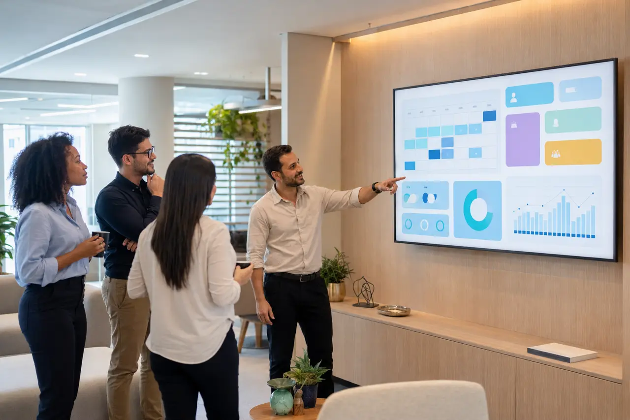 TV corporativa em um ambiente de trabalho